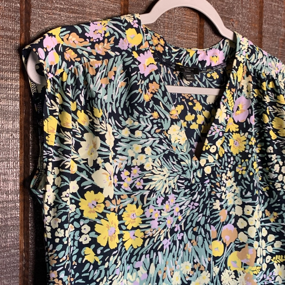 Ann Taylor Factory Petite XXSP floral sleeveless top boxy gardencore boho office - Picture 4 of 7
